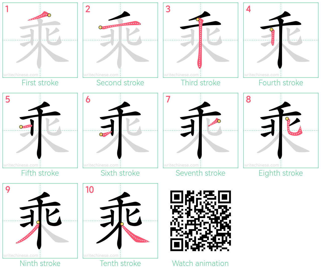 乘 step-by-step stroke order diagrams