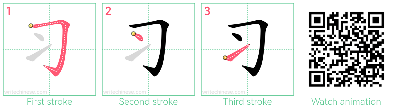 习 step-by-step stroke order diagrams