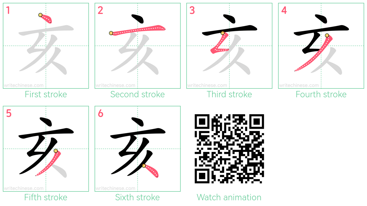 亥 step-by-step stroke order diagrams