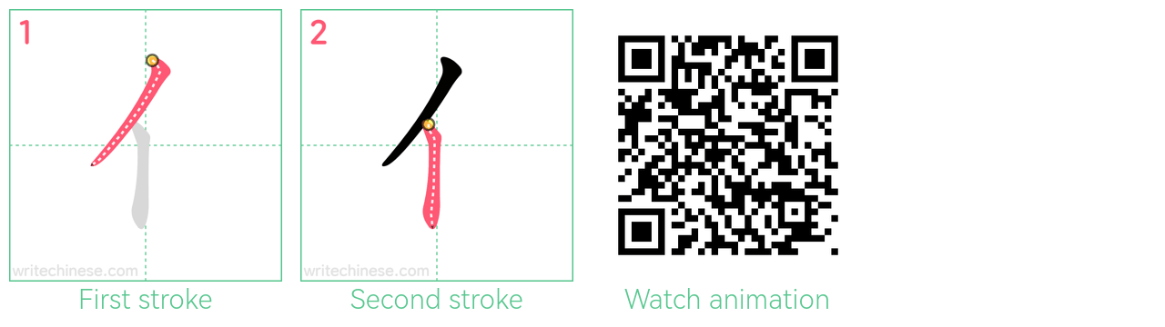 亻 step-by-step stroke order diagrams