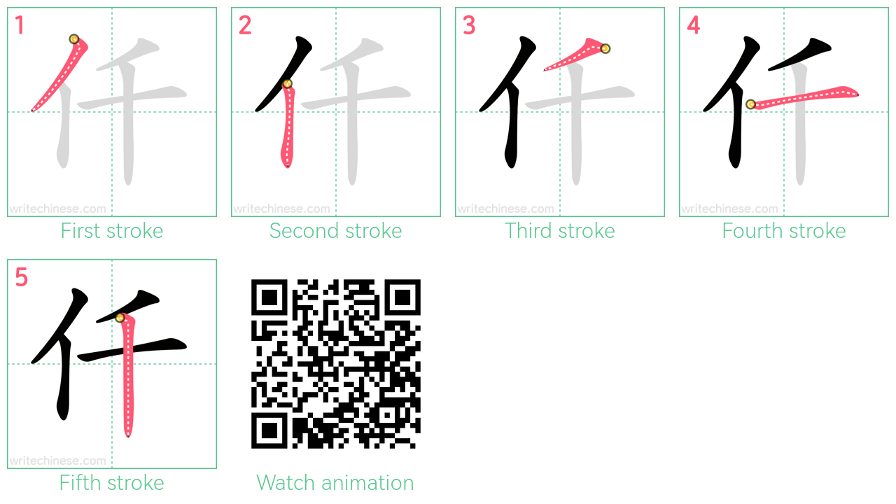 仟 step-by-step stroke order diagrams