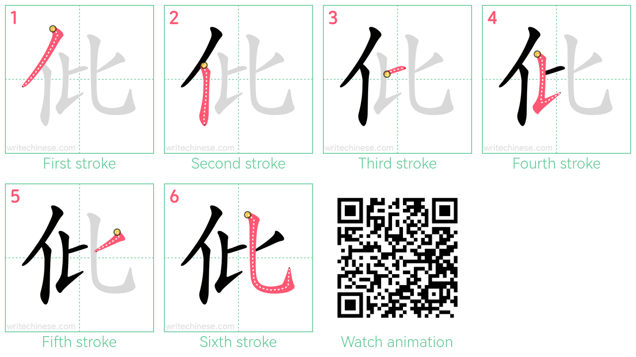 仳 step-by-step stroke order diagrams