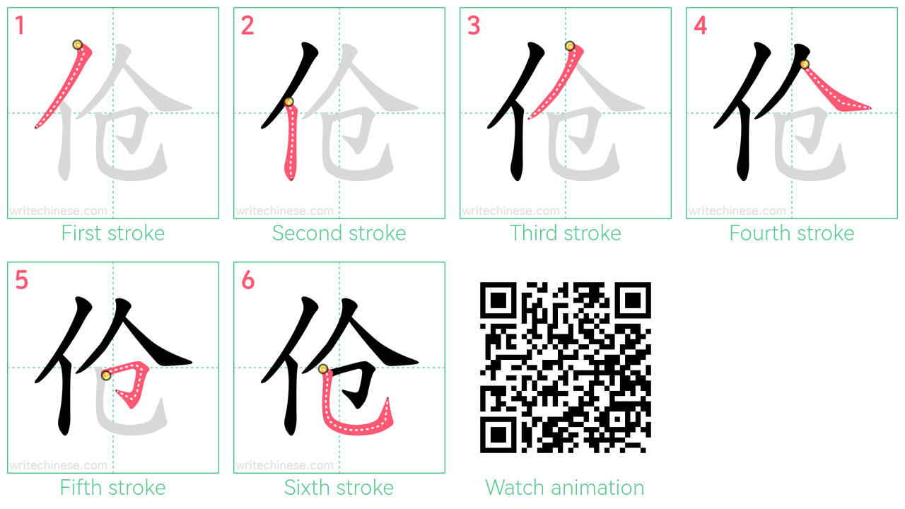 伧 step-by-step stroke order diagrams