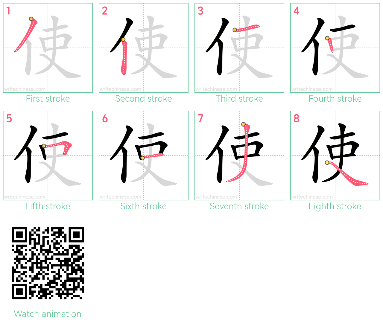 使 step-by-step stroke order diagrams