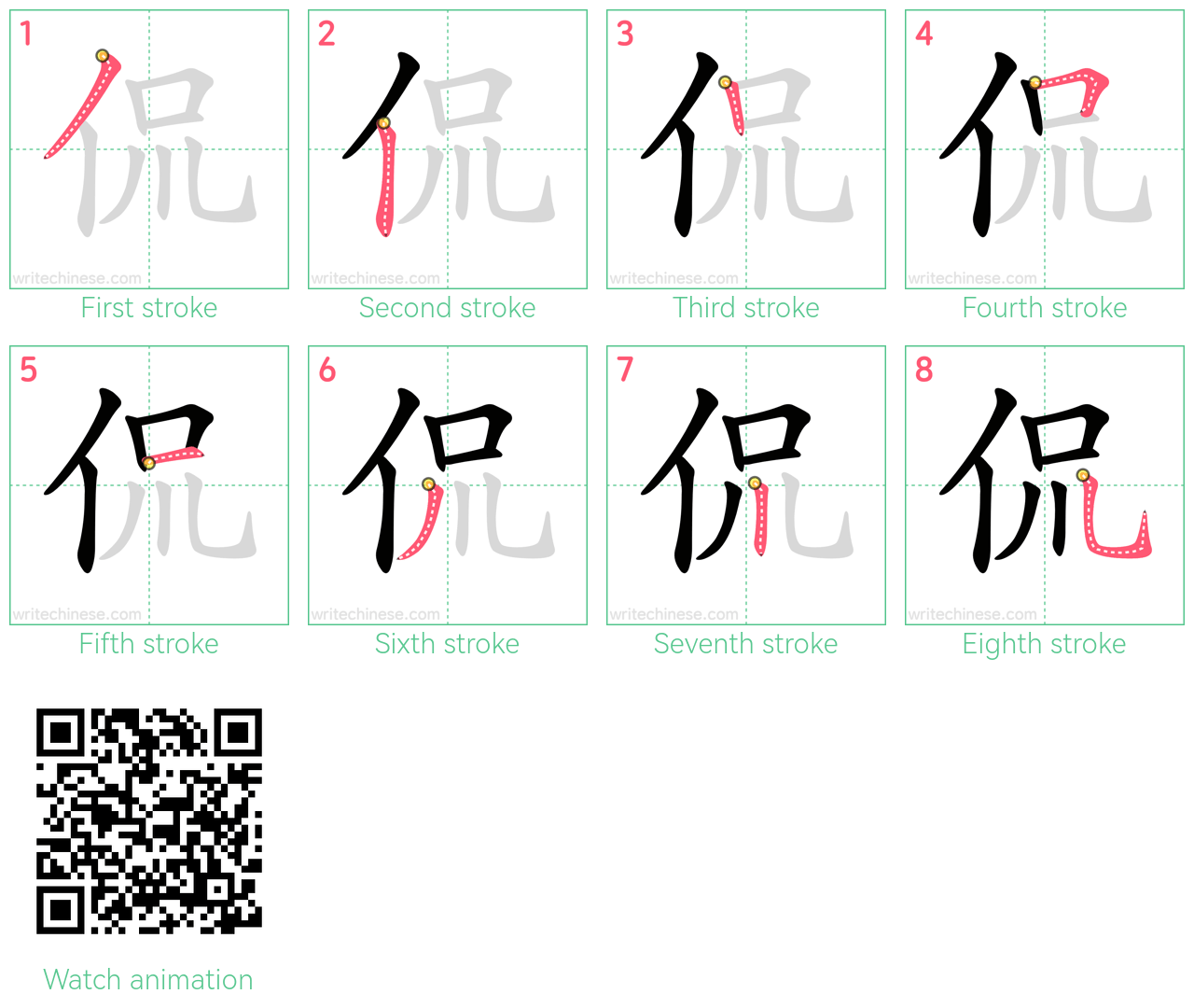 侃 step-by-step stroke order diagrams