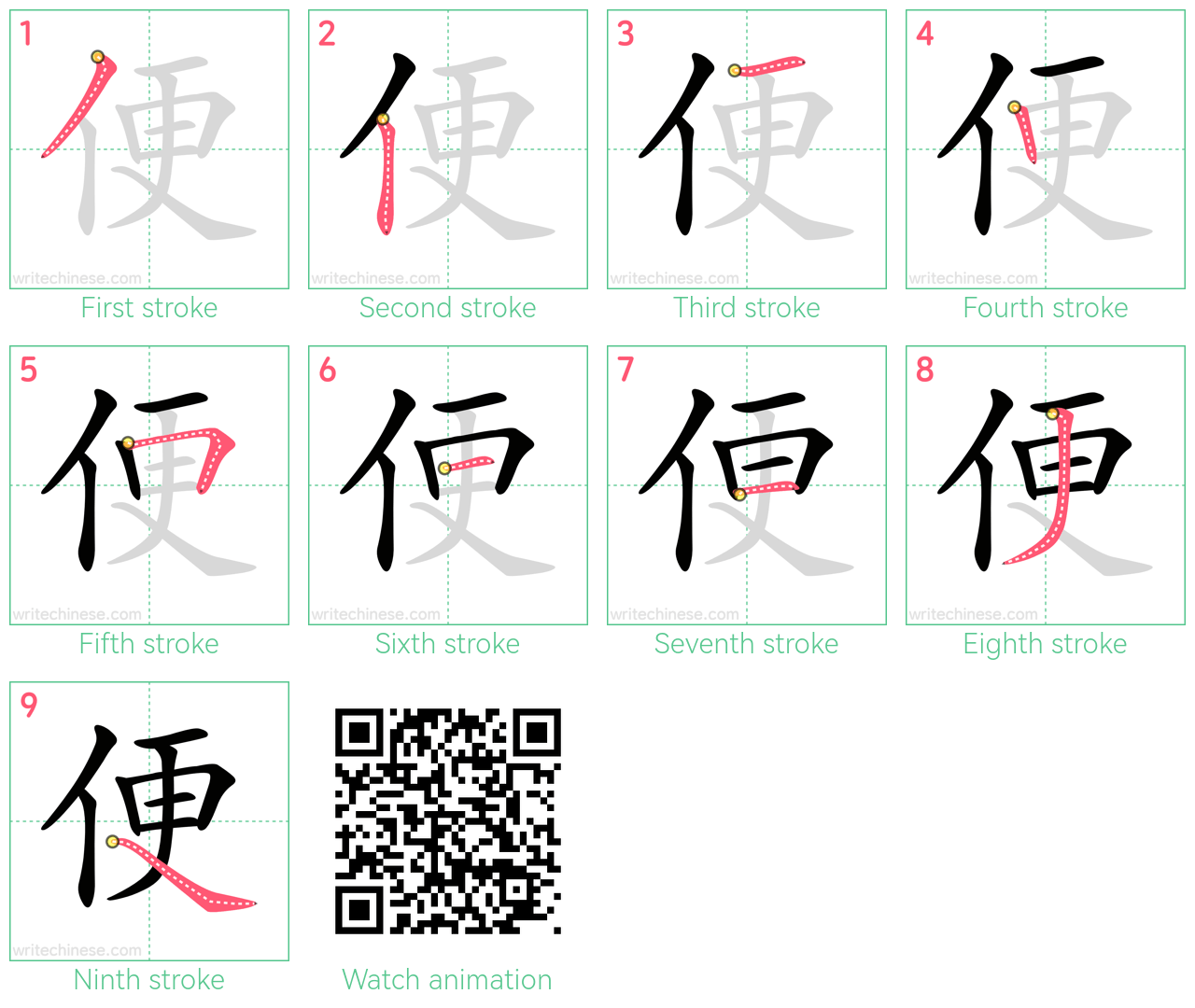 便 step-by-step stroke order diagrams