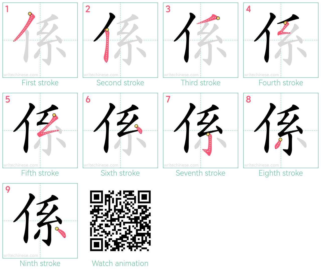 係 step-by-step stroke order diagrams