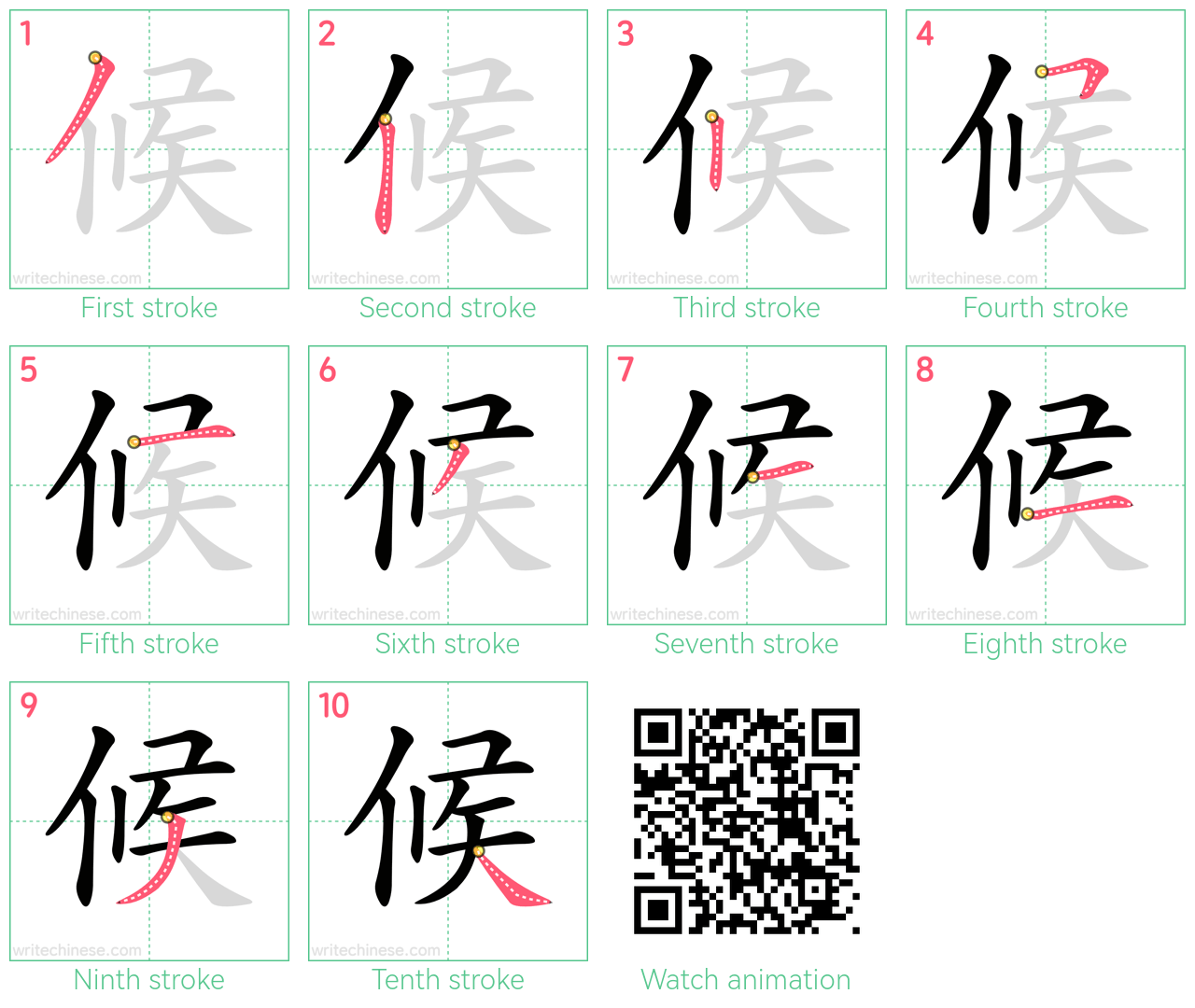 候 step-by-step stroke order diagrams