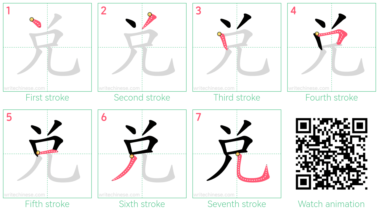 兌 step-by-step stroke order diagrams