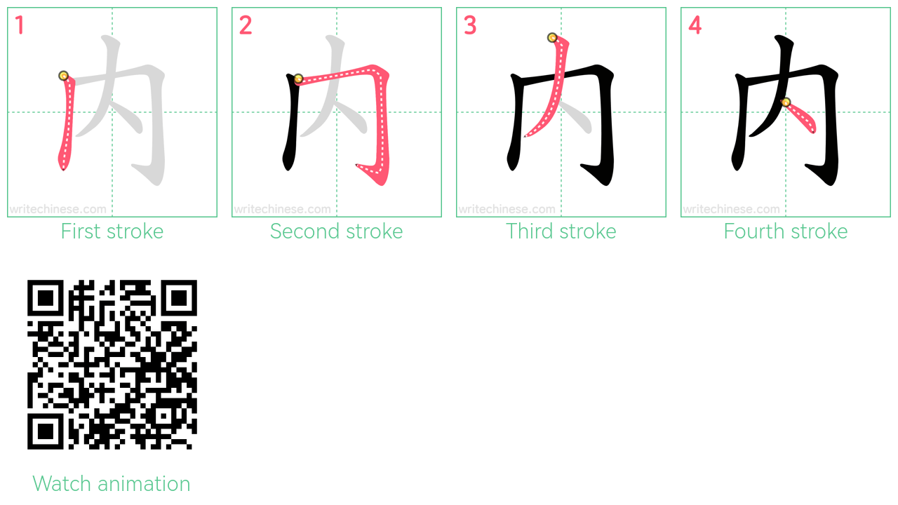 内 step-by-step stroke order diagrams