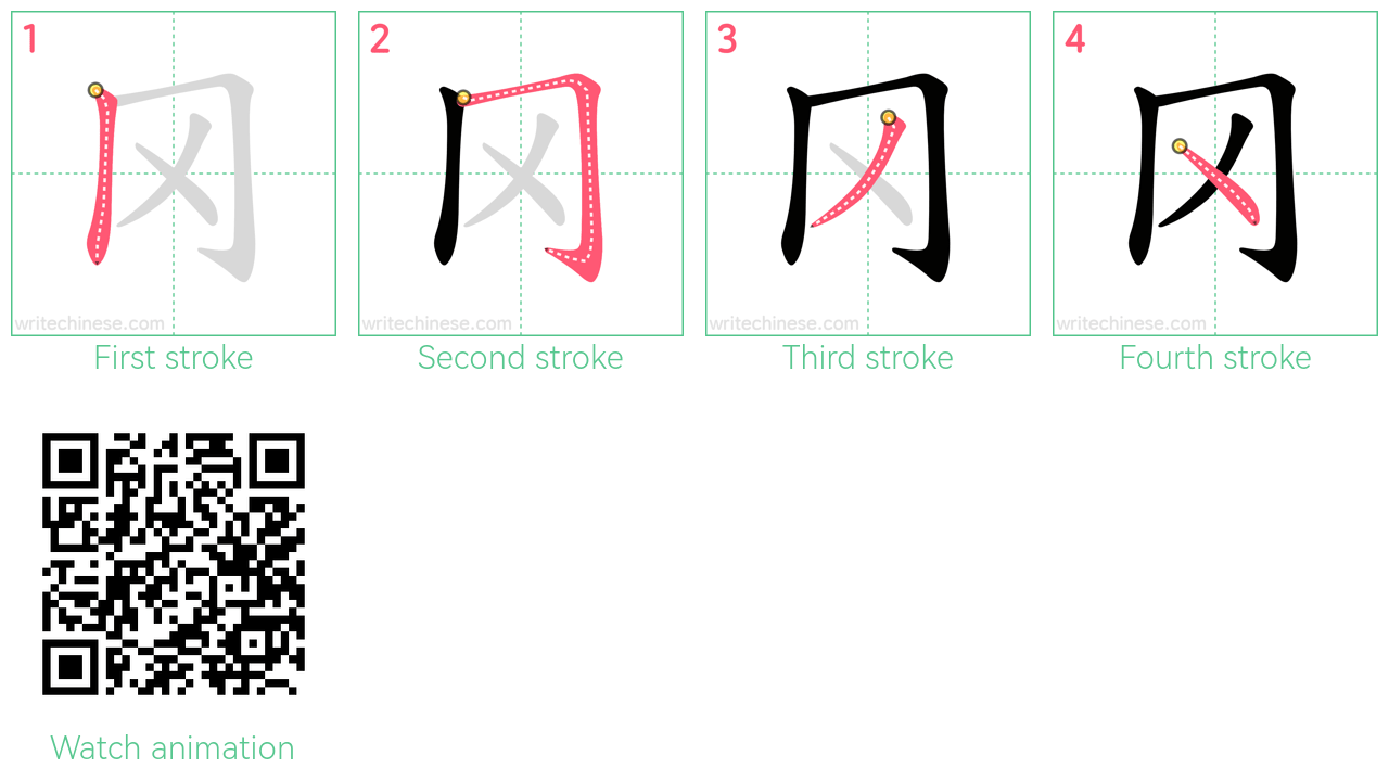 冈 step-by-step stroke order diagrams