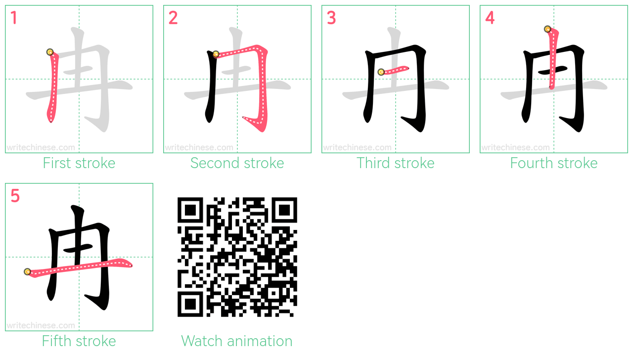 冉 step-by-step stroke order diagrams