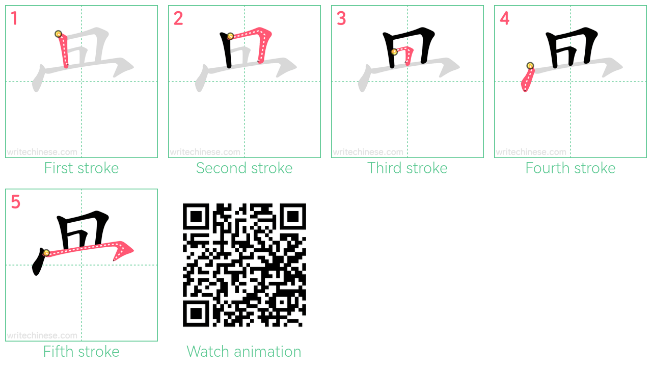 冎 step-by-step stroke order diagrams