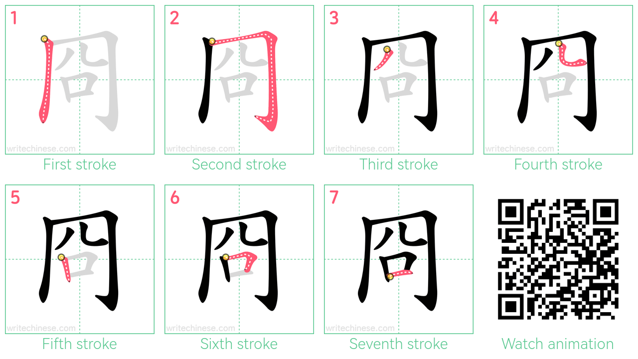 冏 step-by-step stroke order diagrams