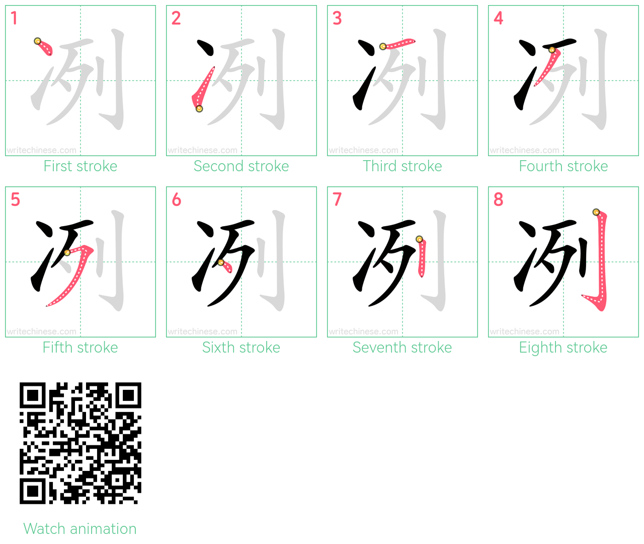 冽 step-by-step stroke order diagrams