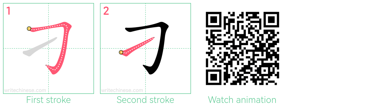 刁 step-by-step stroke order diagrams
