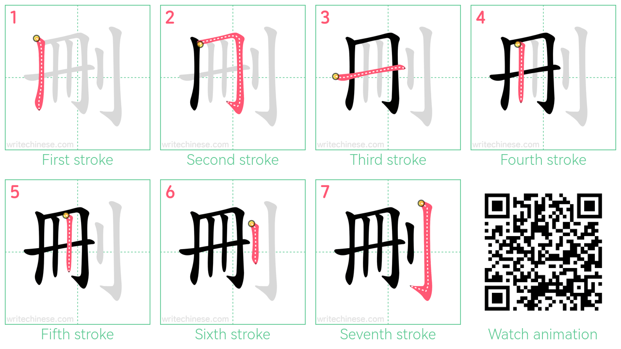 刪 step-by-step stroke order diagrams