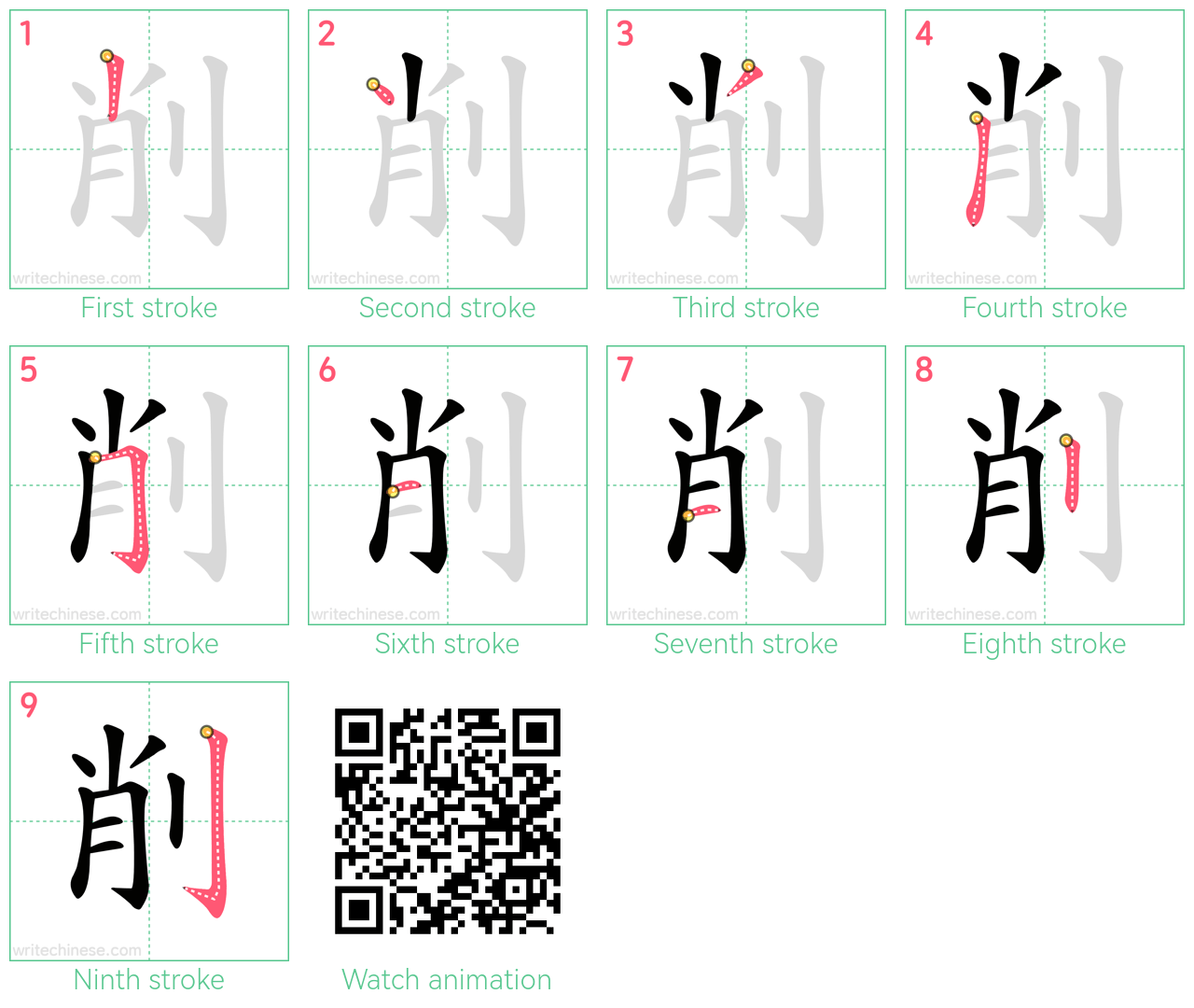 削 step-by-step stroke order diagrams