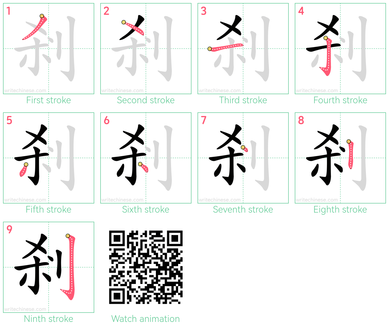 剎 step-by-step stroke order diagrams