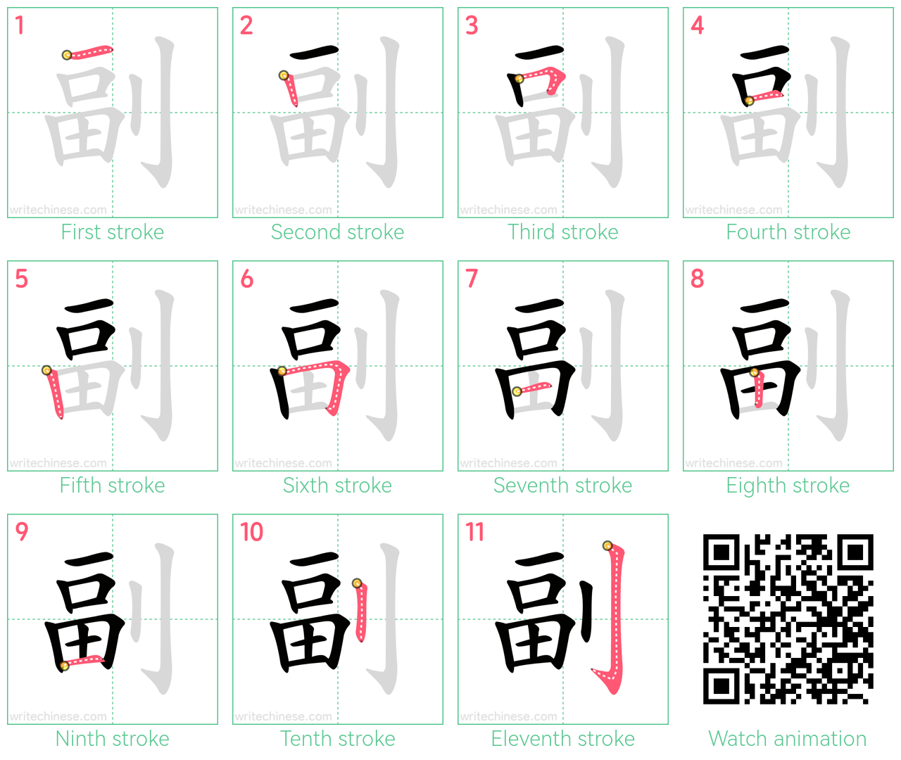 副 step-by-step stroke order diagrams