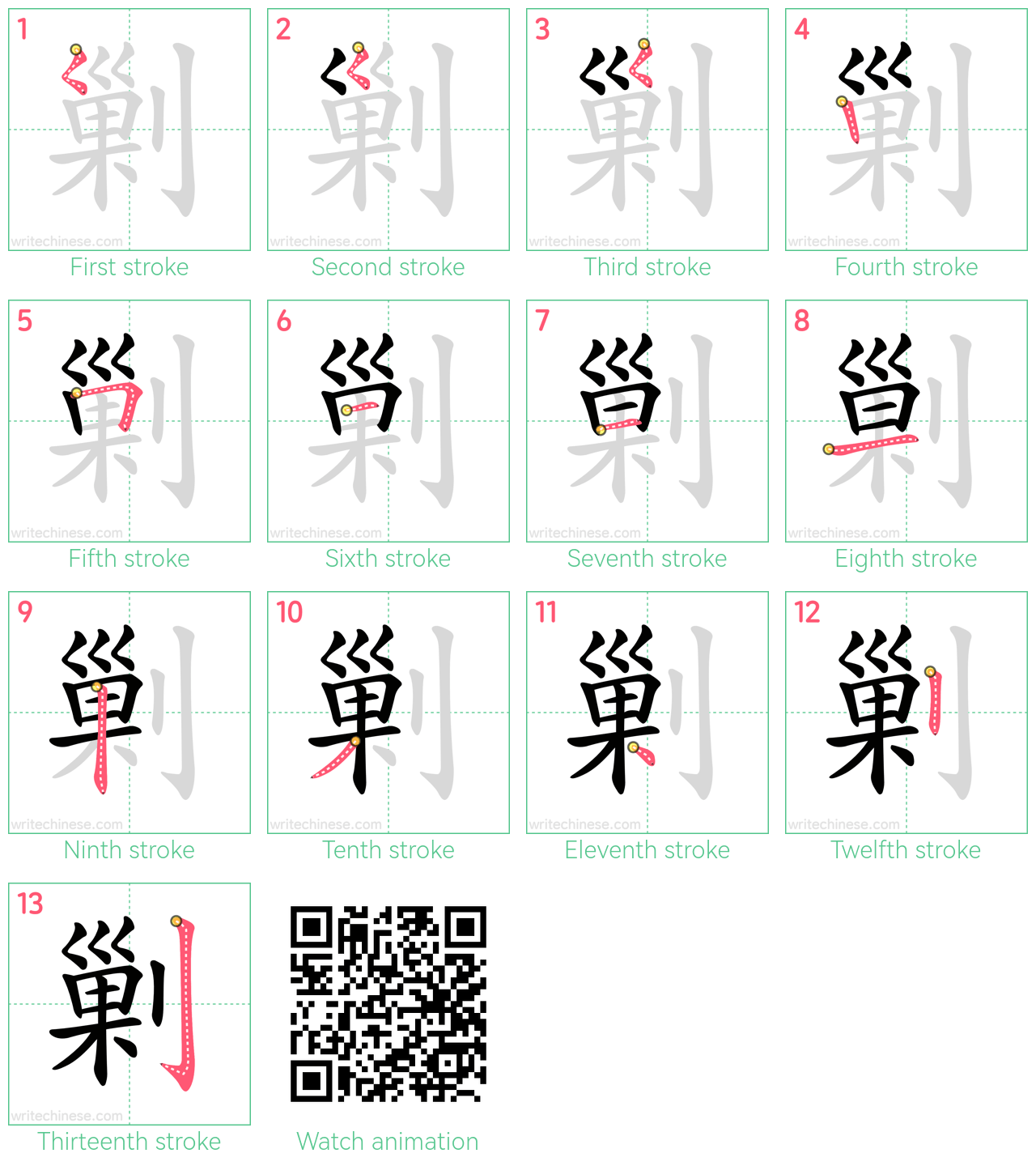 剿 step-by-step stroke order diagrams