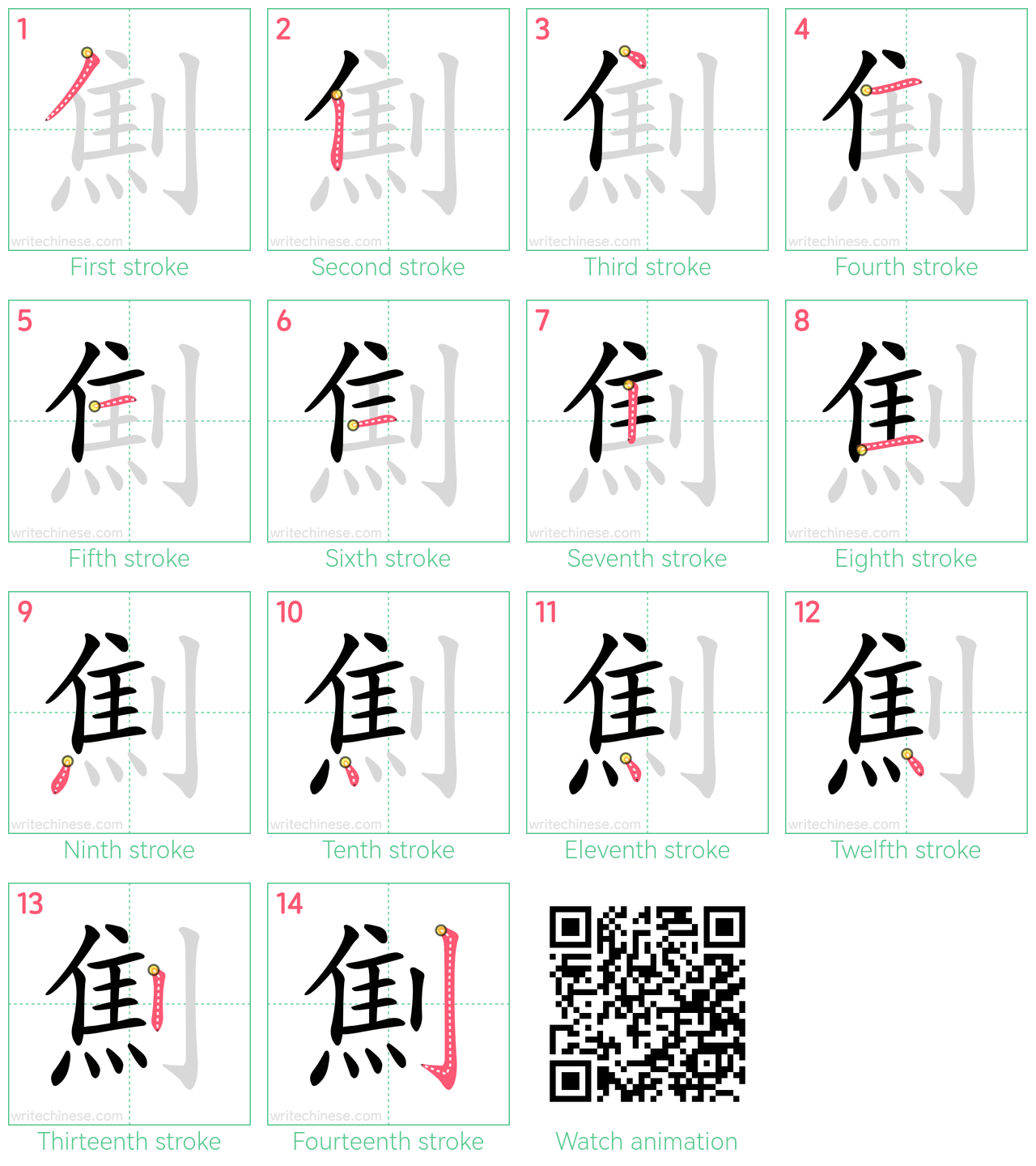 劁 step-by-step stroke order diagrams