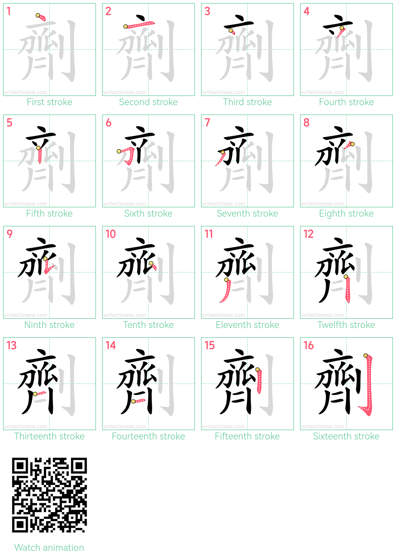 劑 step-by-step stroke order diagrams