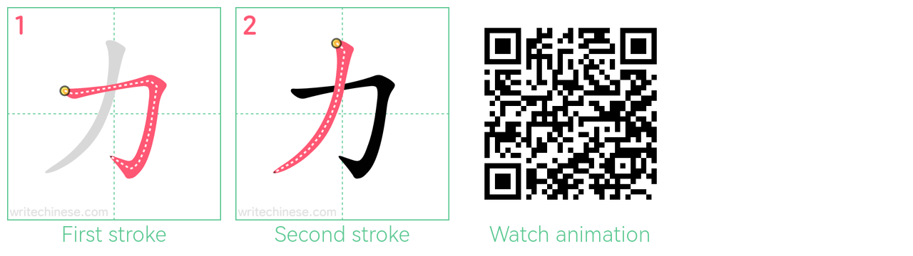 力 step-by-step stroke order diagrams