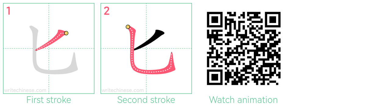 匕 step-by-step stroke order diagrams