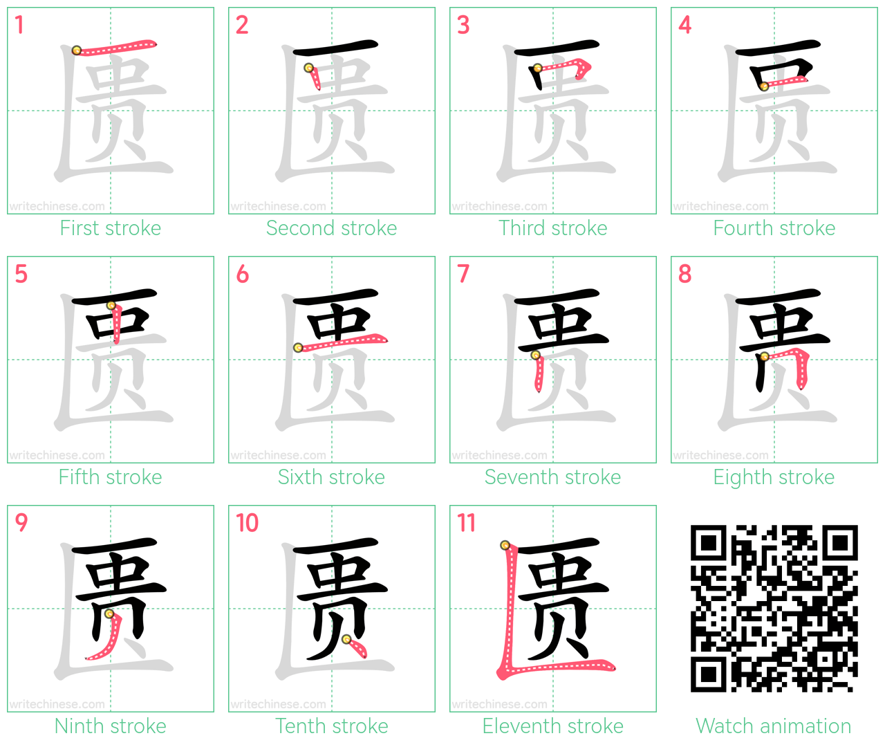 匮 step-by-step stroke order diagrams