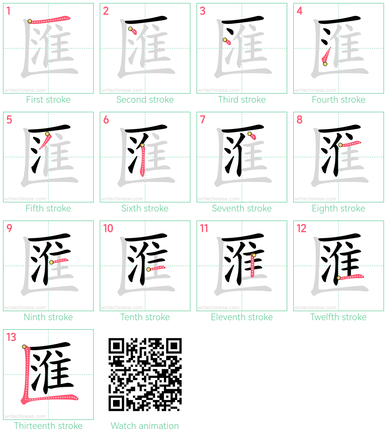 匯 step-by-step stroke order diagrams