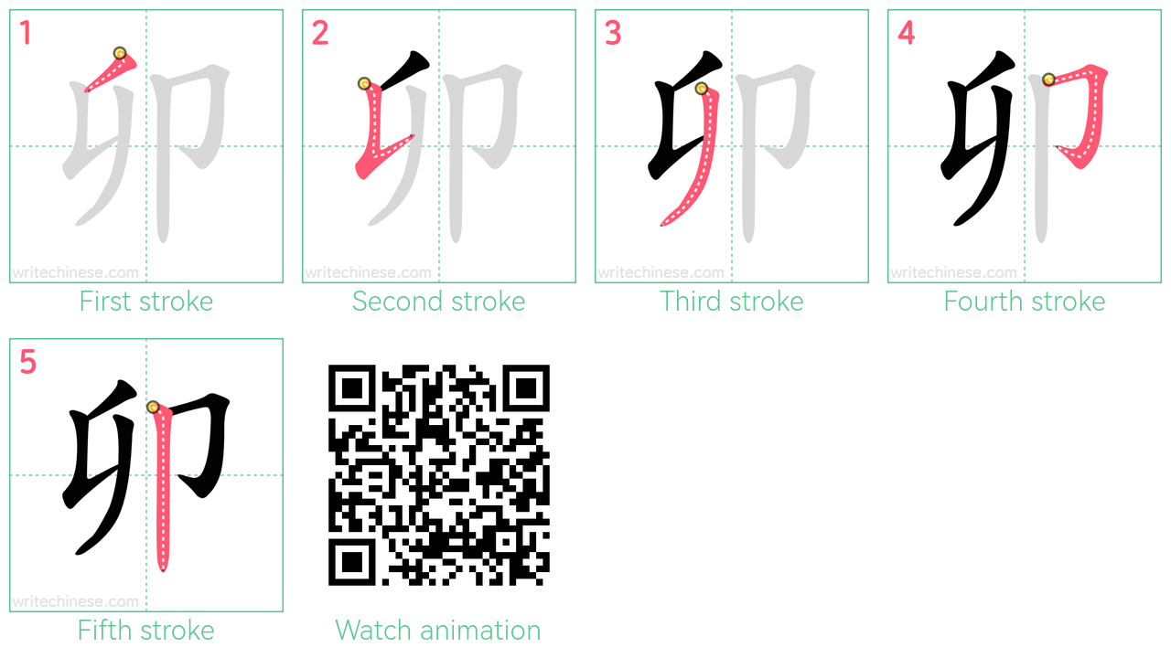 卯 step-by-step stroke order diagrams