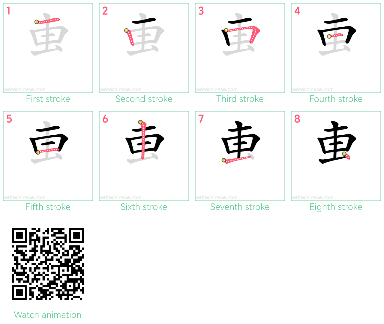 叀 step-by-step stroke order diagrams