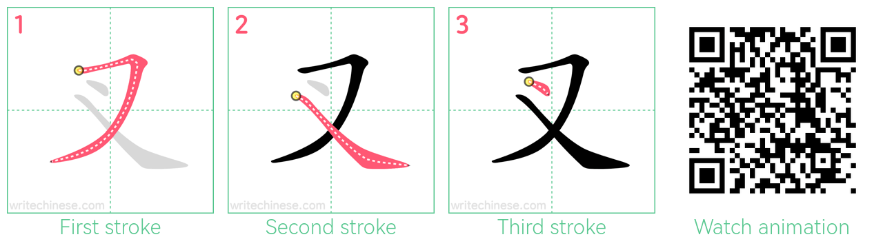 叉 step-by-step stroke order diagrams