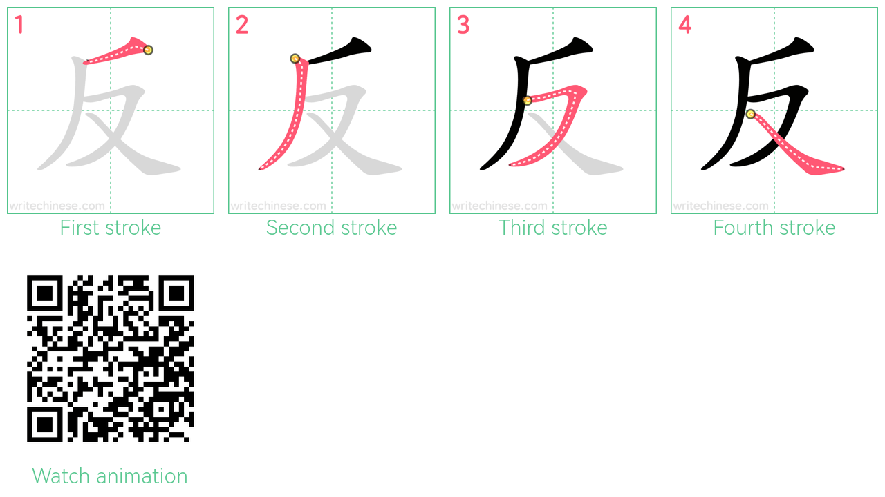 反 step-by-step stroke order diagrams