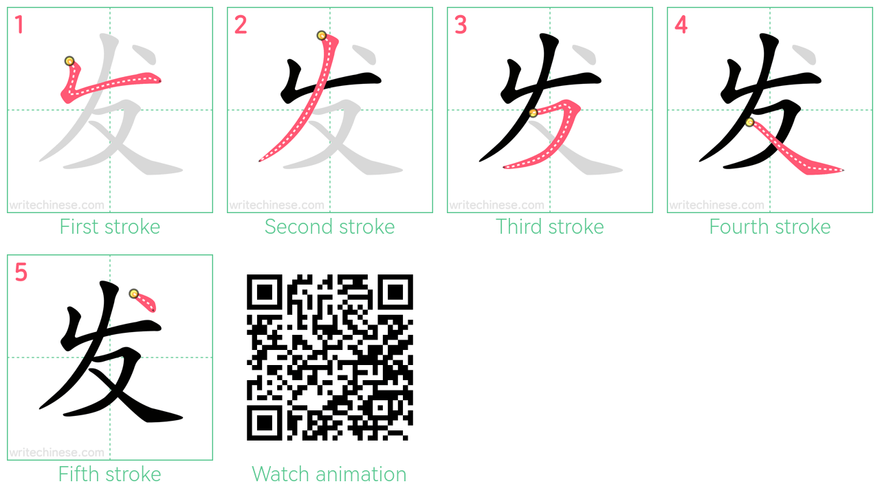 发 step-by-step stroke order diagrams