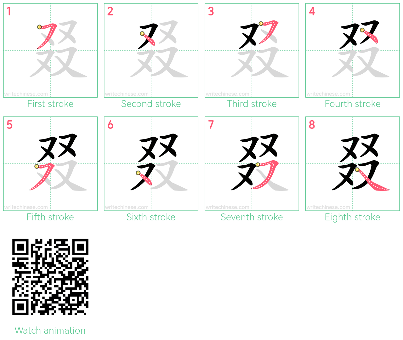 叕 step-by-step stroke order diagrams