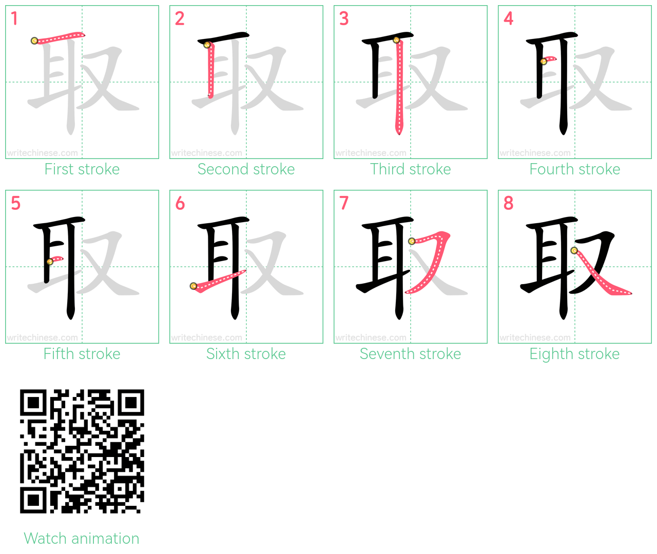 取 step-by-step stroke order diagrams