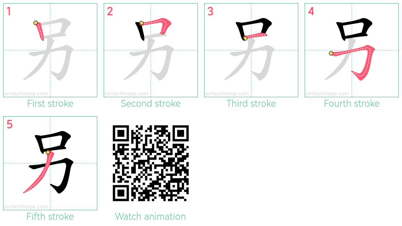 另 step-by-step stroke order diagrams