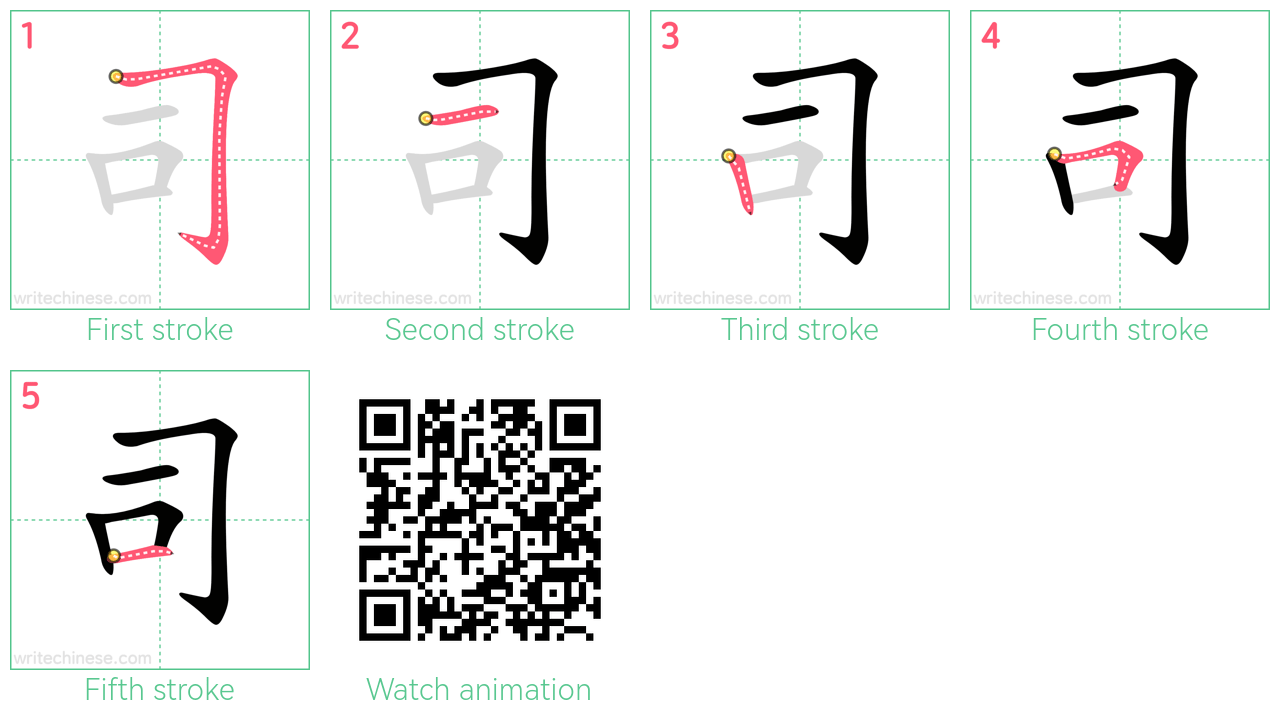 司 step-by-step stroke order diagrams