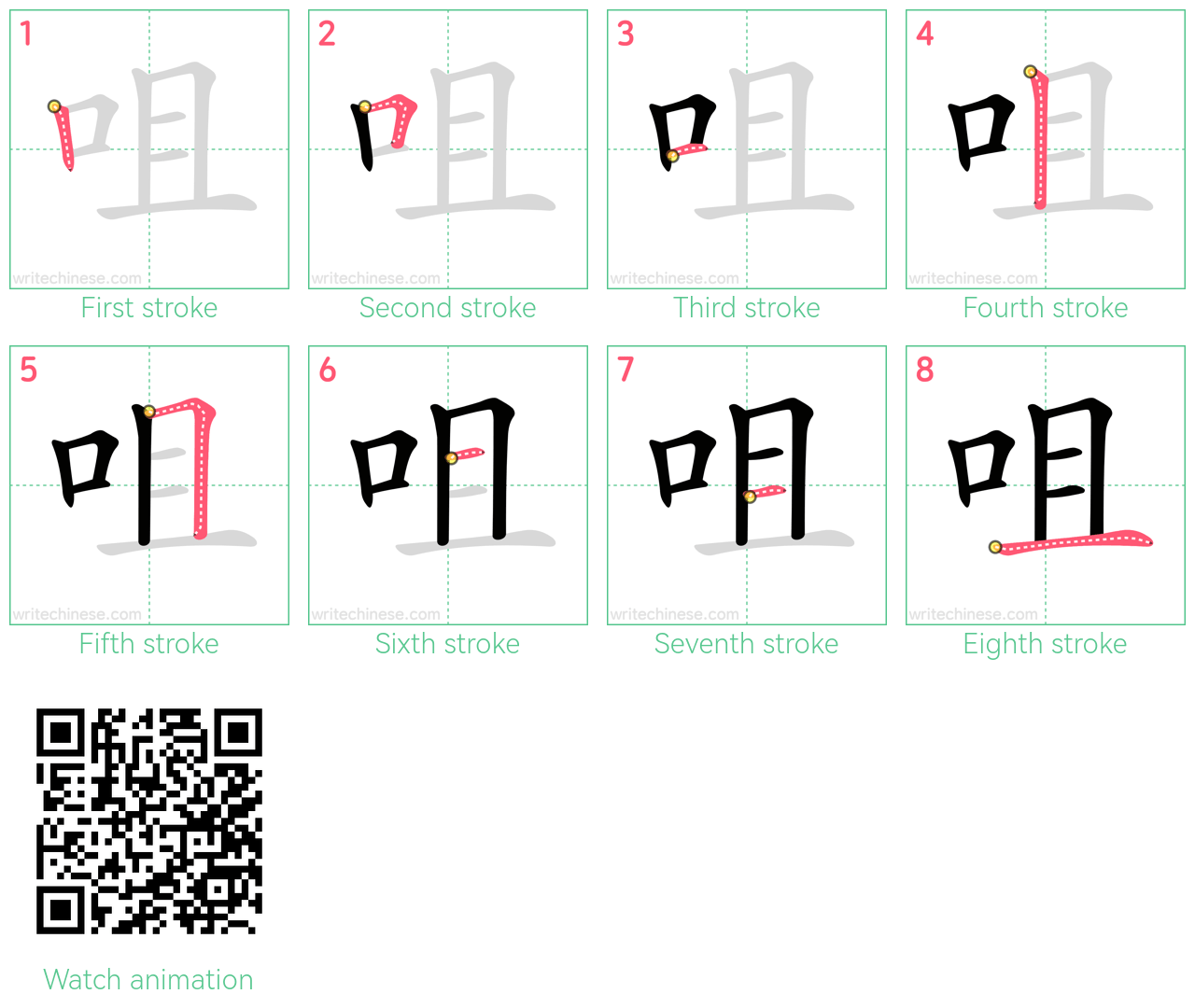咀 step-by-step stroke order diagrams