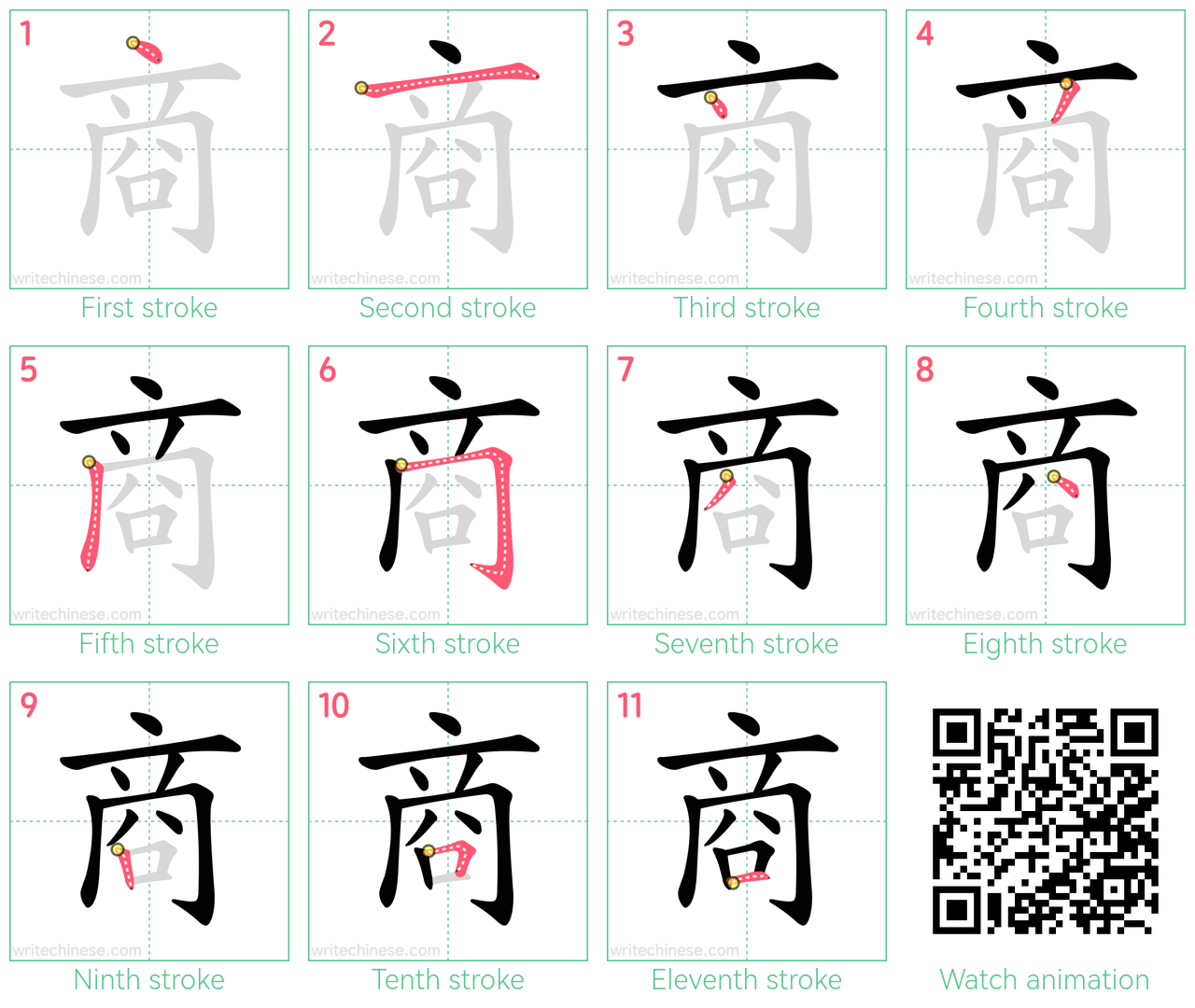 商 step-by-step stroke order diagrams