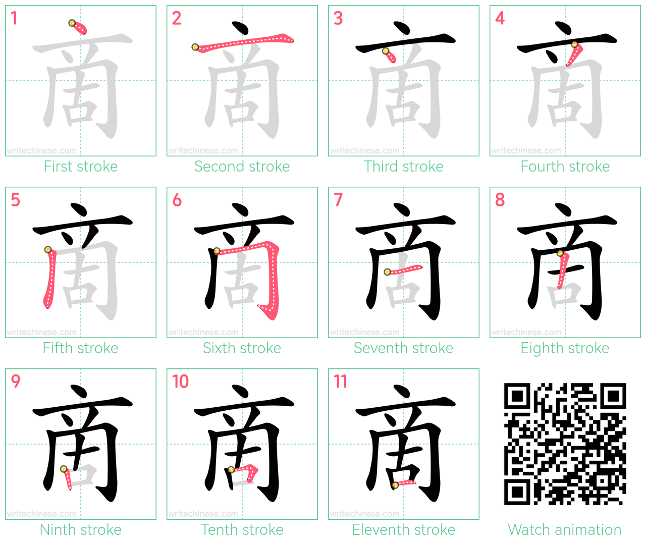 啇 step-by-step stroke order diagrams