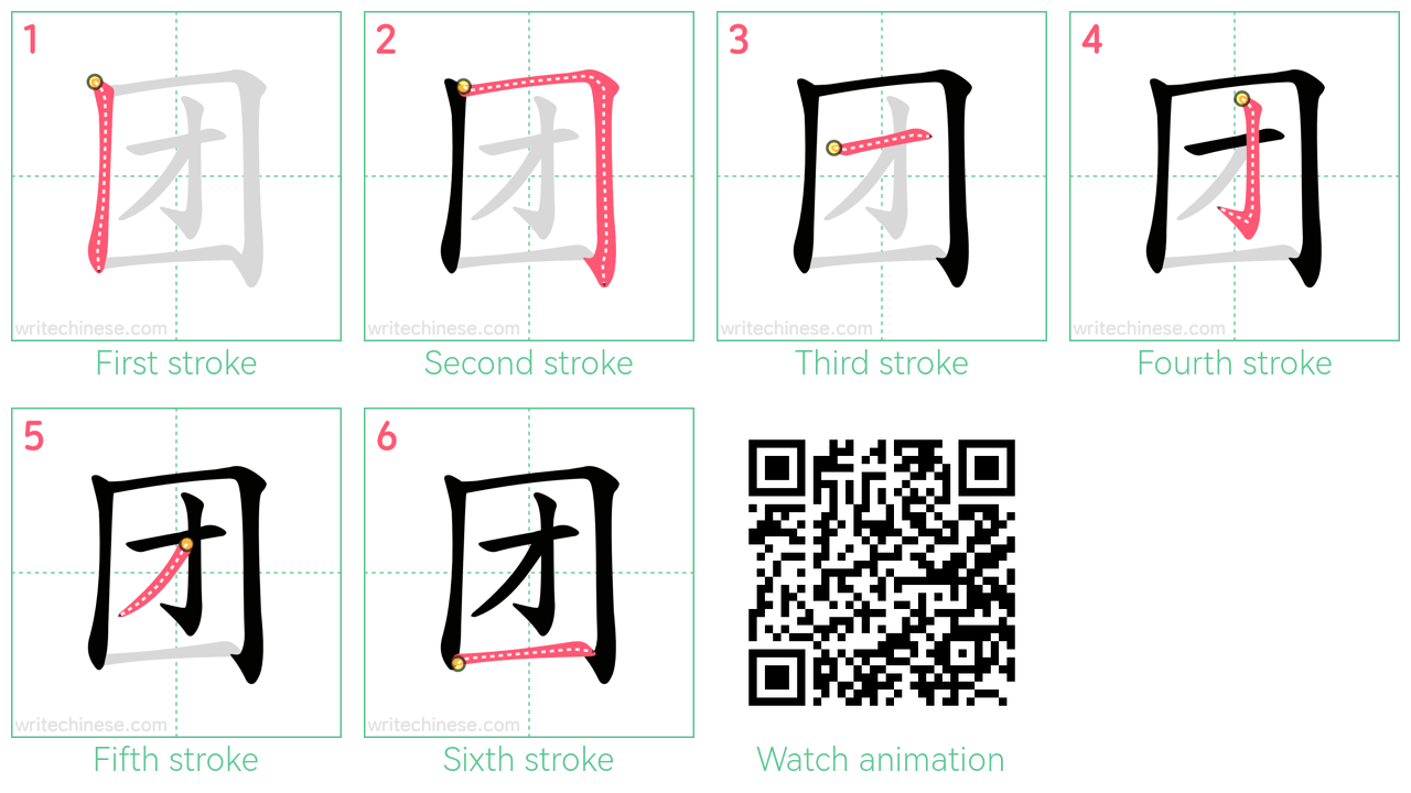 团 step-by-step stroke order diagrams