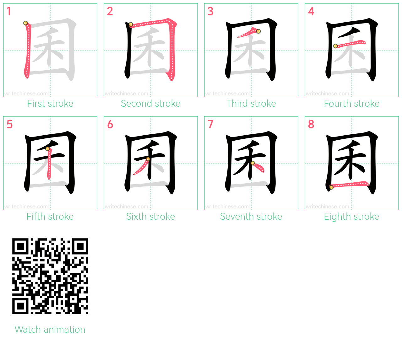 囷 step-by-step stroke order diagrams