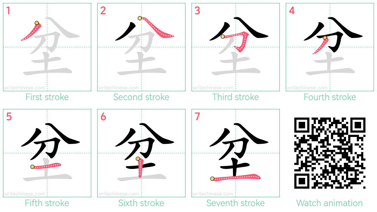 坌 step-by-step stroke order diagrams