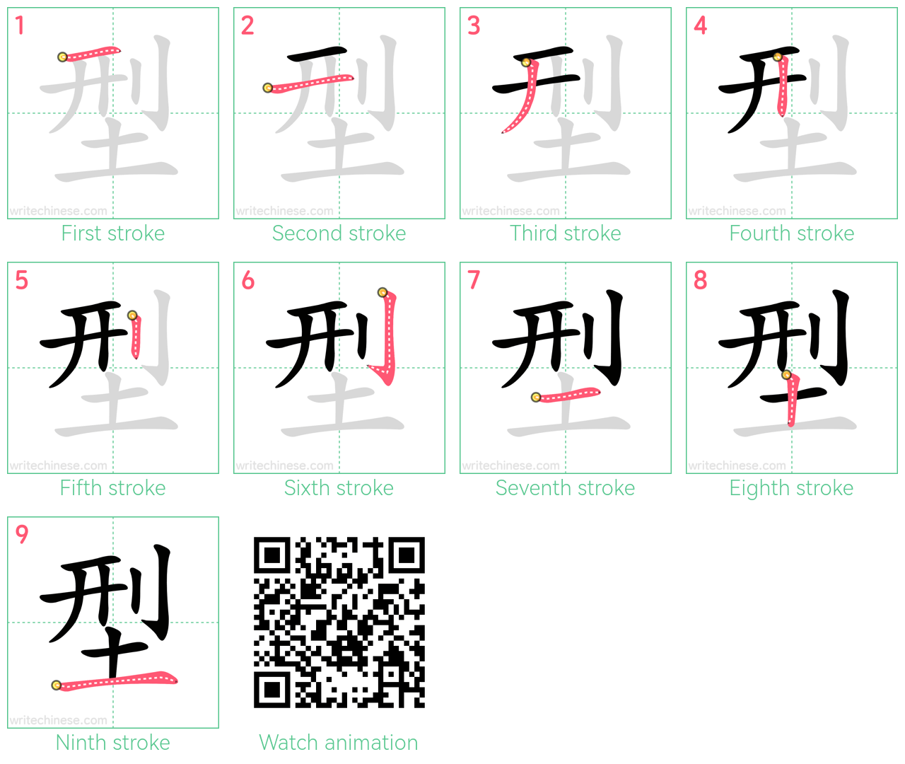 型 step-by-step stroke order diagrams