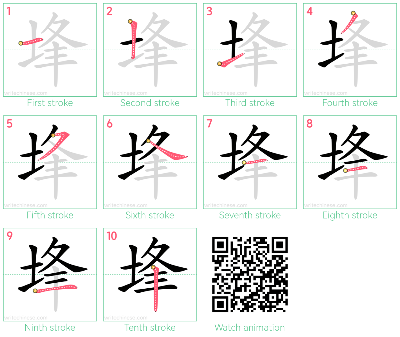 埄 step-by-step stroke order diagrams