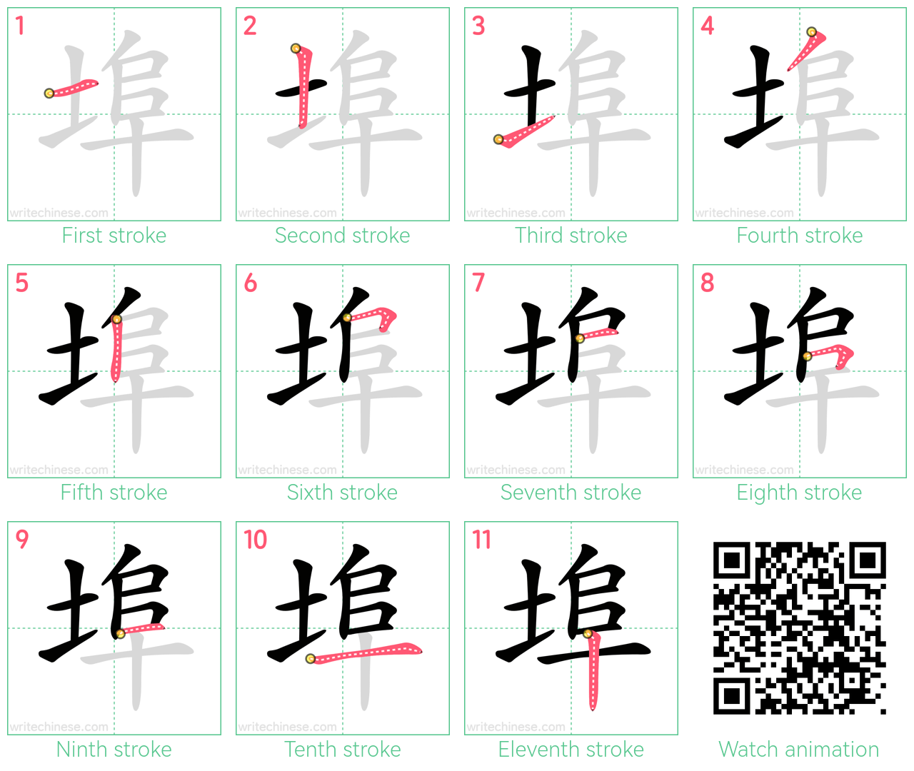 埠 step-by-step stroke order diagrams