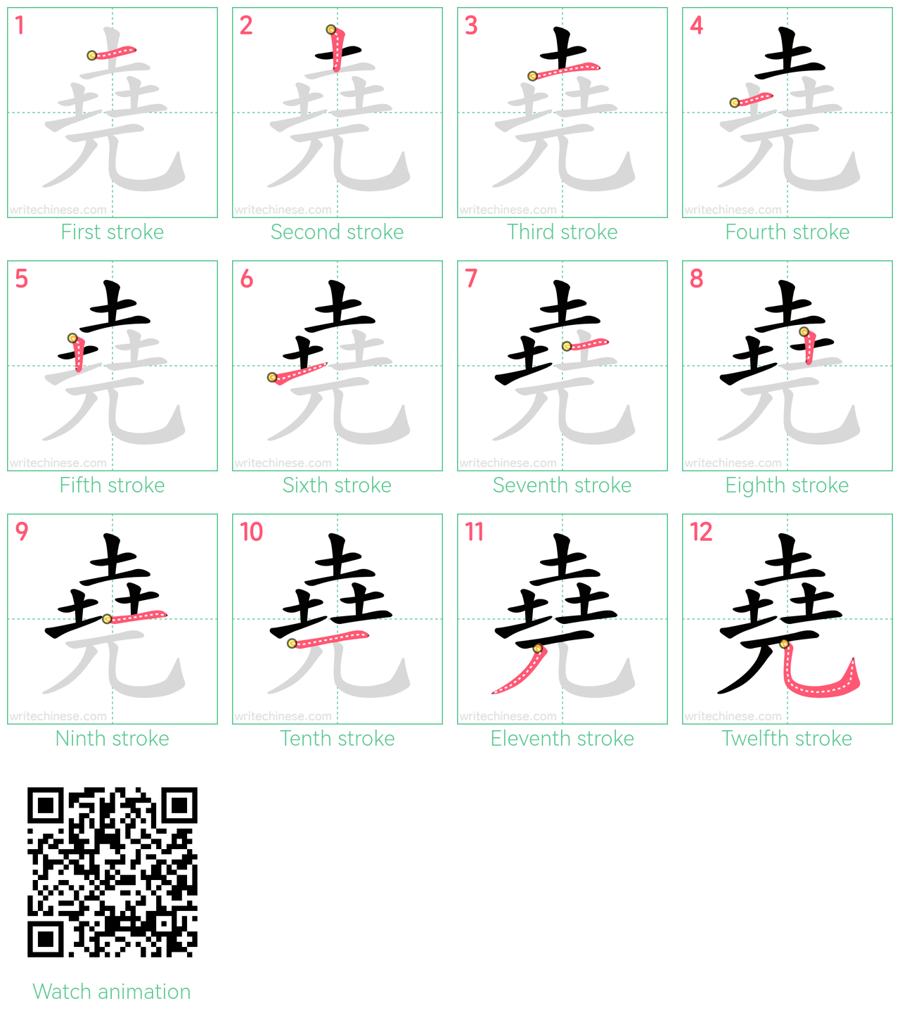 堯 step-by-step stroke order diagrams